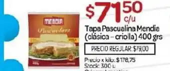 Mendia Tapa Pascualina (clásica - criolla) 400grs