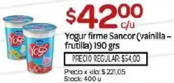 Josimar Sancor Firme Yogur (vainilla-frutilla) 190grs oferta