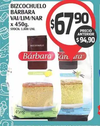 Bárbara Bizcochuelo Vai/Lim/Nar x 450g.