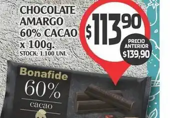 Bonafide Chocolate Amargo 60% Cacao x 100g