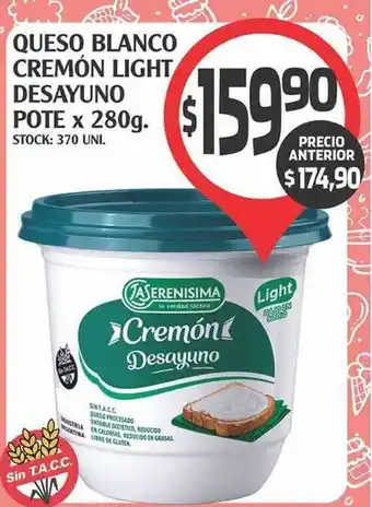 Supermercados Malambo La Serenisima Cremón Light Desayuno Queso Blanco Pote x 280g oferta