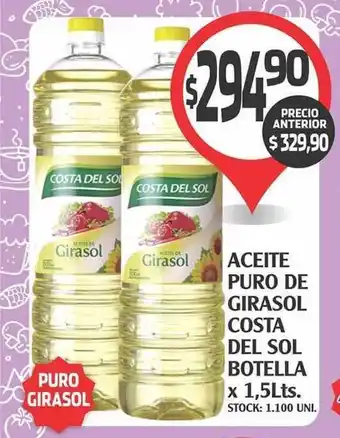 Supermercados Malambo Costa Del Sol Aceite Puro De Girasol Botella x 1,5lts. oferta