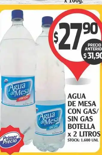 Supermercados Malambo Agua de Mesa Con Gas/Sin Gas Botella x 2 Litros oferta