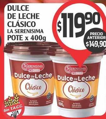 Supermercados Malambo La Serenisima Dulce De Leche Clásico Pote x 400g oferta