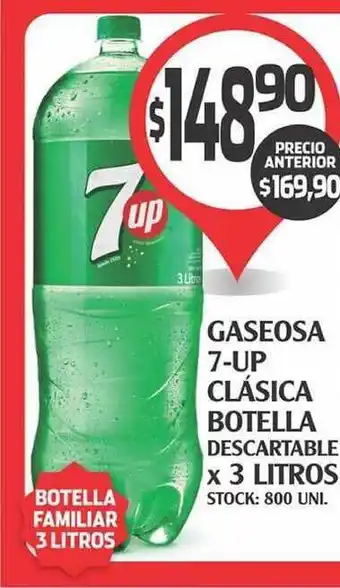 Supermercados Malambo 7-up Clásica Gaseosa Botella Descartable x 3 Litros oferta