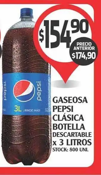 Supermercados Malambo Pepsi Clásica Gaseosa Botella Descartable x 3 Litros oferta