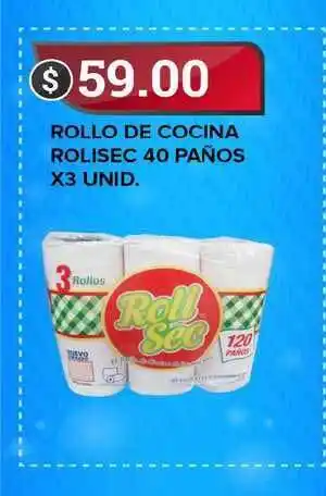 Supermercados Mayor Rolisec Rollo De Cocina 40 Paños x 3 Unid. oferta