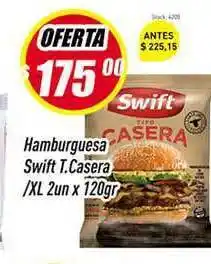 Supermercados Comodin Swift T. Casera Hamburguesa /XL 2un x 120gr oferta