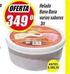 Supermercados Comodin Helado Bana Bana Varios Sabores 3Lt oferta