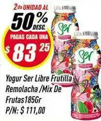 Supermercados Comodin Ser Libre Frutilla Remolacha / Mix De Frutas Yogur 185gr oferta