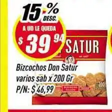 Supermercados Comodin Don Satur Bizcochos varios sab. x 200gr oferta