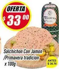 Supermercados Comodin Salchichón Con Jamon/Primavera tradicion x 100g oferta