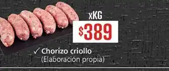 Supermercados Aiello Chorizo criollo (Elaboración propia) xkg oferta