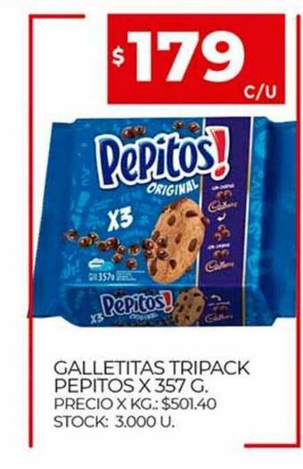 Supermercados DIA Galletitas Tripack Pepitos x 357 g oferta