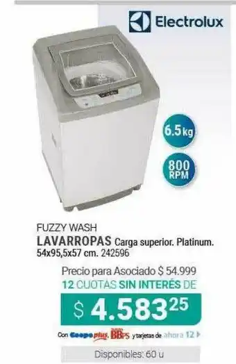 Cooperativa Obrera Electrolux Fuzzy Wash Lavarropas Carga Superior Platinum oferta