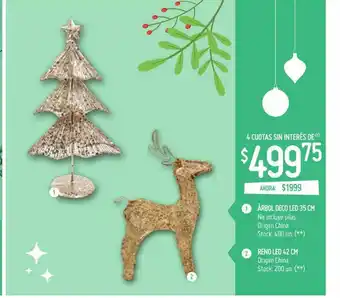 Walmart Árbol Deco LED 35 CM, Reno LED 42 CM oferta