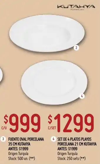 Walmart Fuente Oval Porcelana 35 Cm Kutahya, Set De 4 Platos Playos Porcelana 21 Cm Kutahya oferta