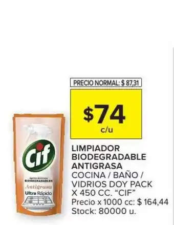 Carrefour CIF Limpiador Biodegradable Antigrasa Cocina/Baño/Vidrios oferta