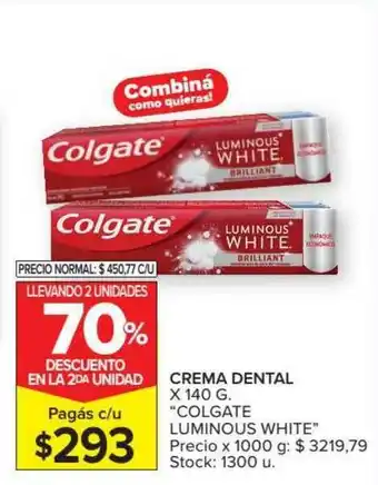 Carrefour Colgate Luminous White Crema Dental oferta