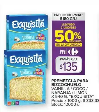Carrefour Exquisita Premezcla Para Bizcochuelo oferta