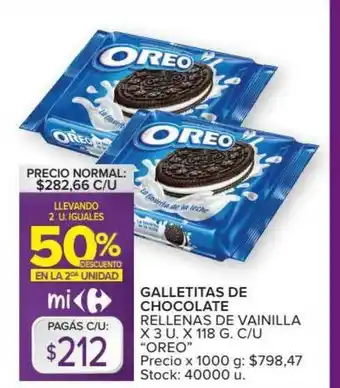 Carrefour Oreo Galletitas De Chocolate Rellenas de Vainilla oferta