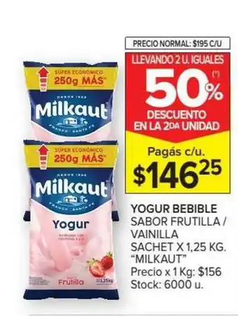 Carrefour Milkaut Yogur Bebible Sabor Frutilla/Vainilla oferta