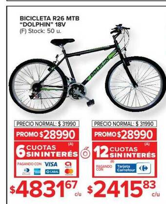 Carrefour Dolphin Bicicleta R26 Mtb oferta