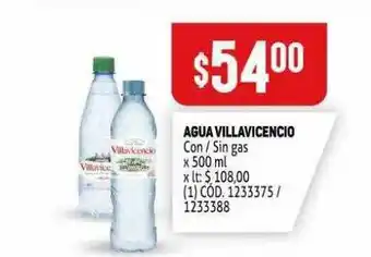 Makro Agua Villavicencio Con Sin Gas x 500ml oferta
