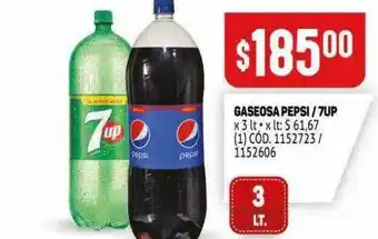 Makro Gaseosa Pepsi 7up x 3lt oferta