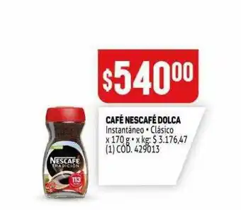 Makro Café Nescafé Dolca Instantáneo Clasico x 170g oferta