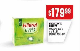 Makro Endulzante Hileret Stevia x 100u oferta