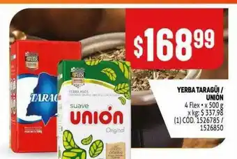 Makro Yerba Taragüi Unión 4 Flex x 500g oferta