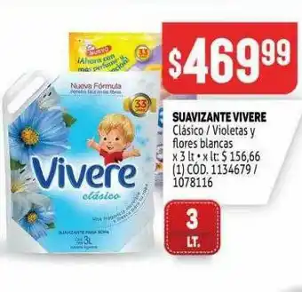 Makro Suavizante Vivere Clasico Violetas Y Flores Blancas x 3lt oferta