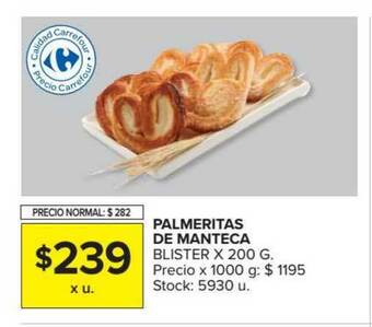 Carrefour Market Palmeritas De Manteca Blister x 200g oferta