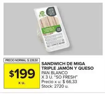 Carrefour Market Sandwich De Miga Triple Jamón Y Queso Pan Blanco So Fresh x 3u oferta