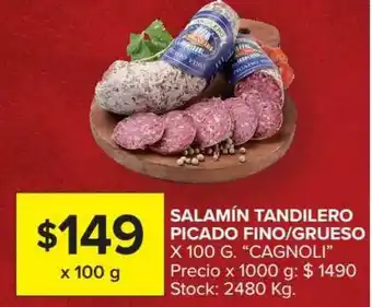 Carrefour Market Salamín Tandilero Picado Fino Grueso Cagnoli x 100g oferta