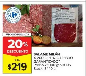 Carrefour Market Salame Milán Bajo Precio Garantizado x 200g oferta