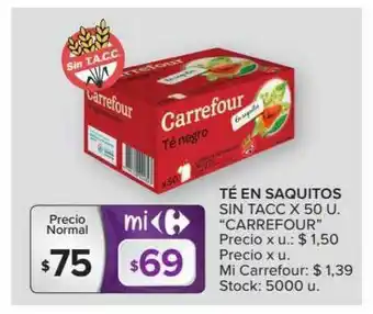 Carrefour Market Té En Saquitos Sin Tacc Carrefour x 50u oferta