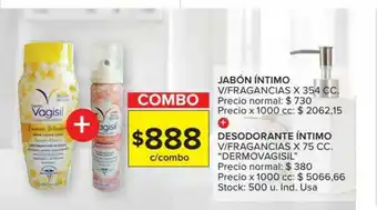 Carrefour Market Jabón íntimo V Fragancias + Desodorante íntimo V Fragancias Dermovagisil oferta