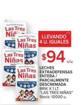 Carrefour Market Leches Extradefensas Entera Parcialmente Descremada Las Tres Niñas x 1lt oferta