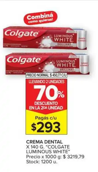Carrefour Market Crema Dental Colgate Luminous White x 140g oferta