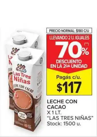Carrefour Market Leche Con Cacao Las Tres Niñas x 1lt oferta