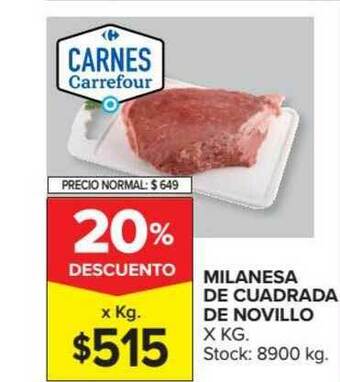 Carrefour Market Milanesa De Cuadrada De Novillo xkg oferta