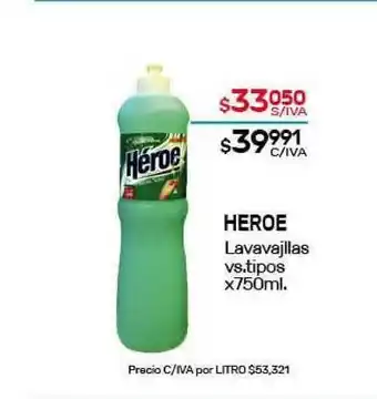 Nini Mayorista Héroe Lavavaijllas vs. tipos x750ml oferta