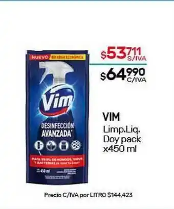 Nini Mayorista Vim Limpiador Liquido Doy pack x450ml oferta