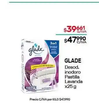 Nini Mayorista Glade Desodorante Inodoro Pastilla Lavanda x25g oferta