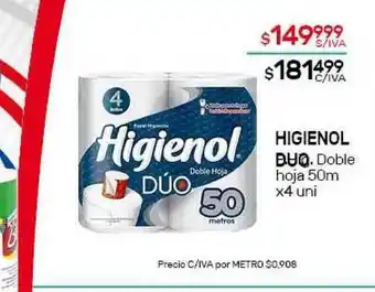 Nini Mayorista Higienol Duo Doble hoja 50m x4 uni oferta