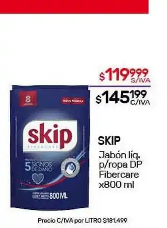 Skip Jabón Liquido p/ropa Dp Fibercare x800ml