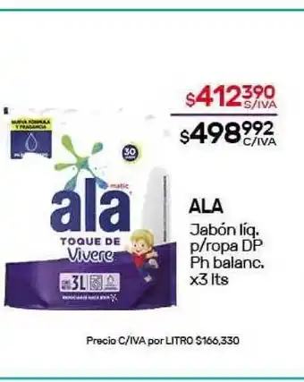 Nini Mayorista Ala Jabón Líquido p/ropa Dp Ph Balanc. x3lts oferta