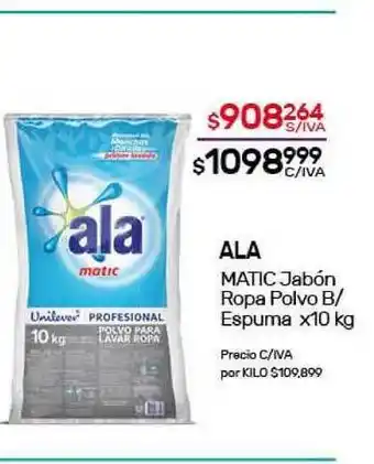 Ala Matic Jabón Ropa Polvo B/Espuma x10kg